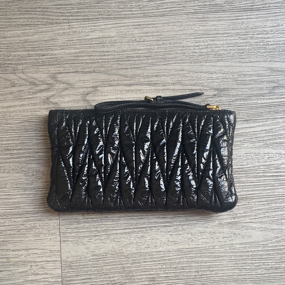 Miu Miu Shiny Black Quilted Wristlet - Picture 5 of 7